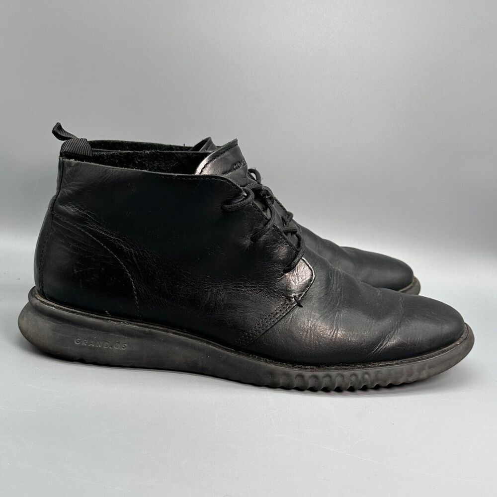 Cole Haan 2.ZeroGrand Men's 13 Black Leather Chukka Boots Lace-Up C26198
